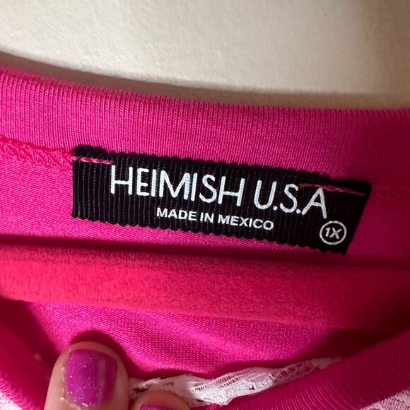 HEIMISH USA - Butterfly Short Sleeve Lace Detail - Fuchsia - 1x - NWOT - Picture 6 of 7